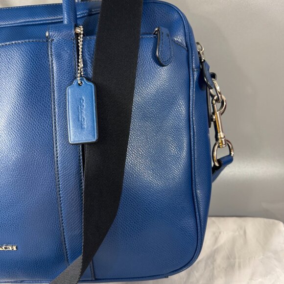 Coach F71681 Slim Cross Grain Men's Leather Briefcase/Handbag/Shoulder Bag, Blue - Picture 3 of 13